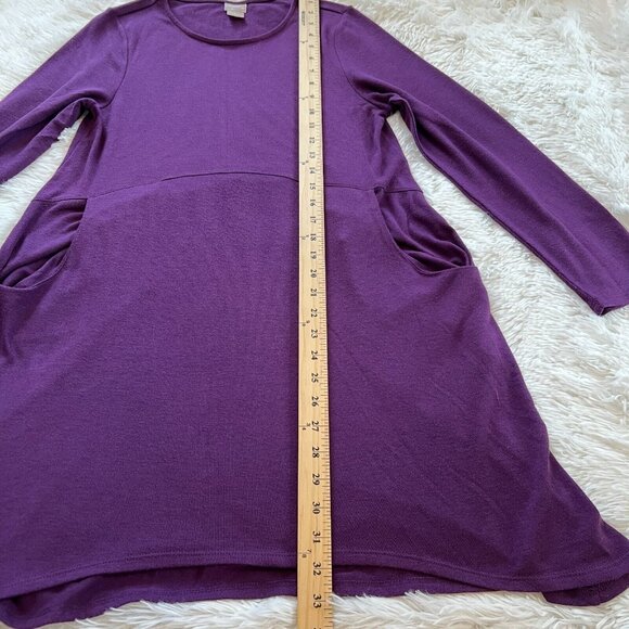 Chicos Women Dress Size 8 Small Purple Knit Pockets Shirt Pullover Stretch 15782 - Picture 5 of 7